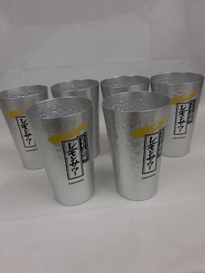 Suntory Kodawari Sakaba Lemon Sour Aluminum Tumbler 450ml Set of 6 Brand New JP