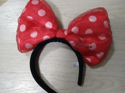 Tokyo Disney Resort Minnie Mouse Oversized Bow Headband Pink Polka Dot TDR Japan